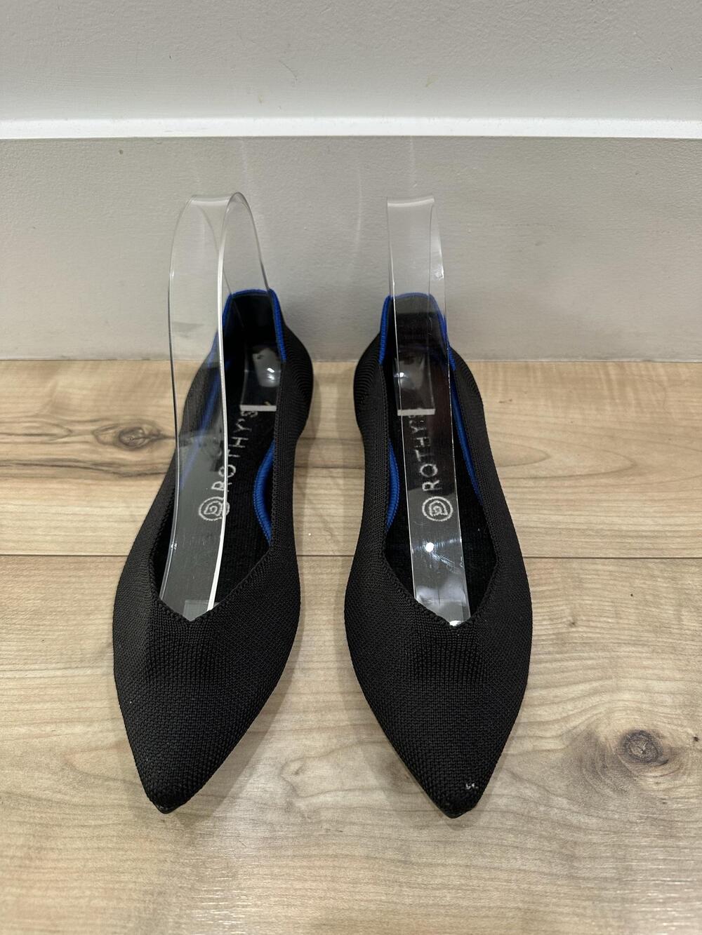 Rothy's The Point Shoes Womens Size 9 Black Knit Ballet Flats Pointed Toe Eco